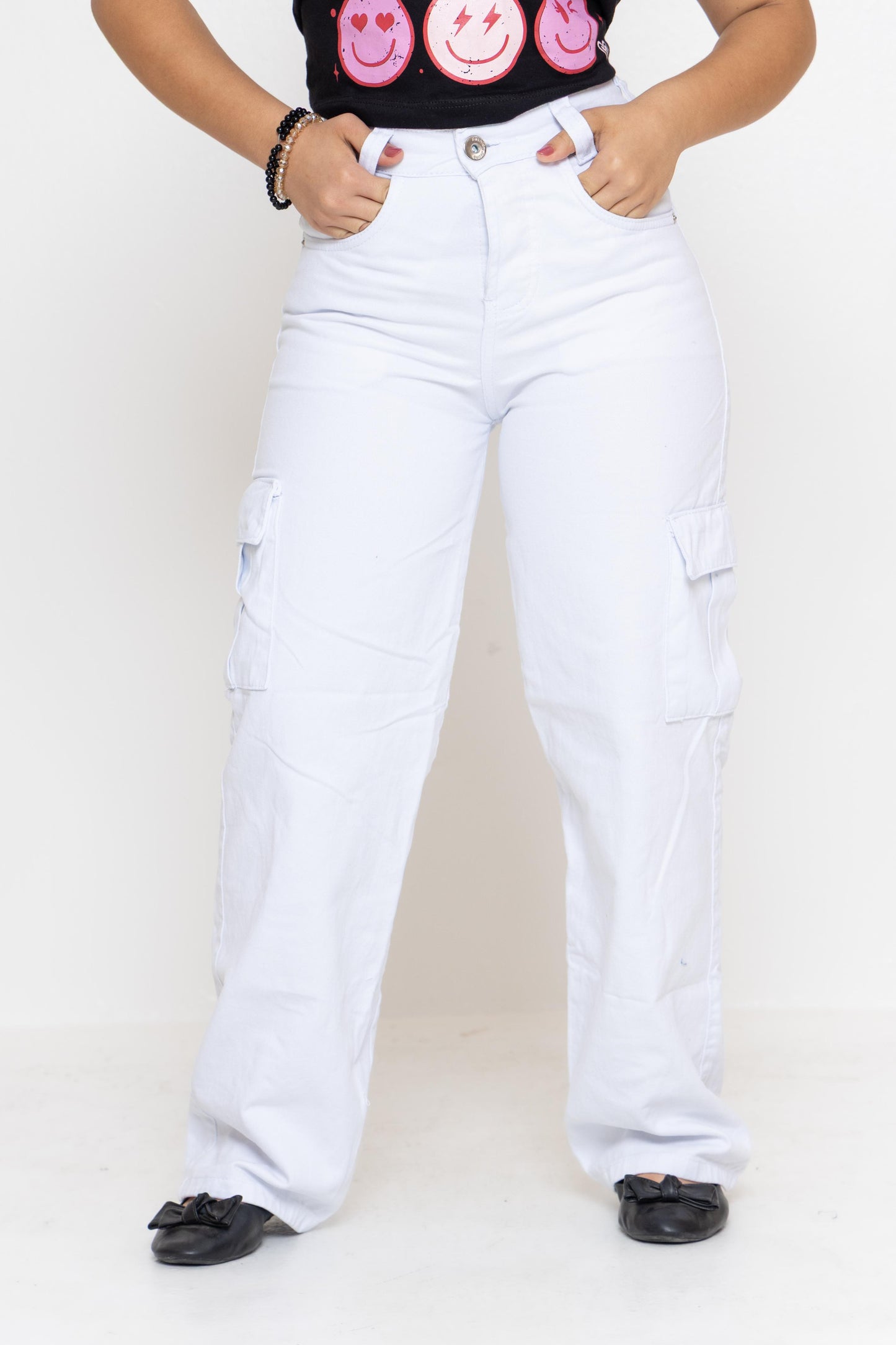 Calça Cargo Infantil Branca Algodão | Helital Jeans