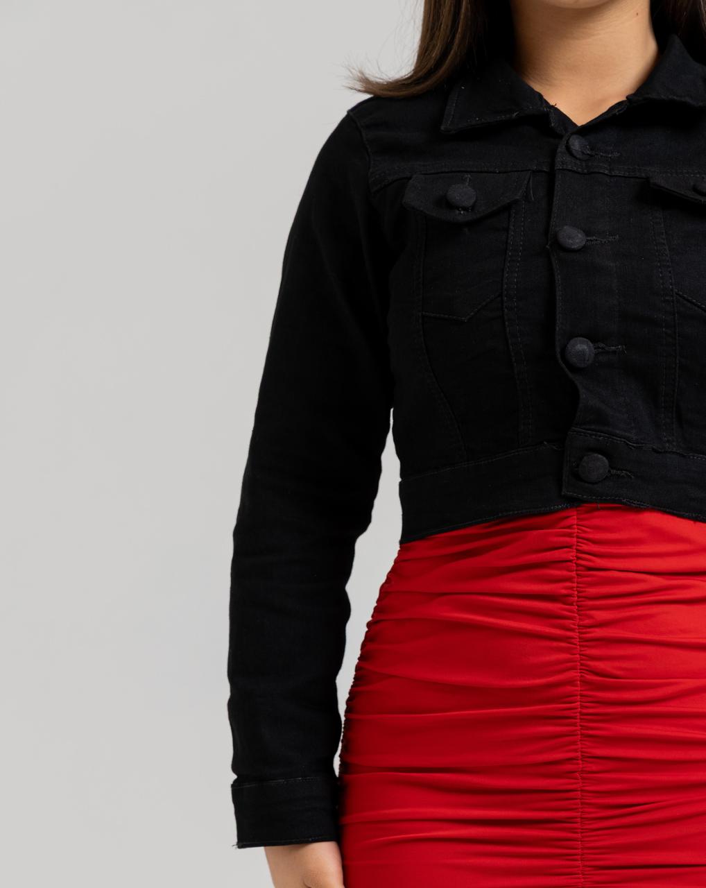 Jaqueta Jeans Cropped Preta | Helital Jeans