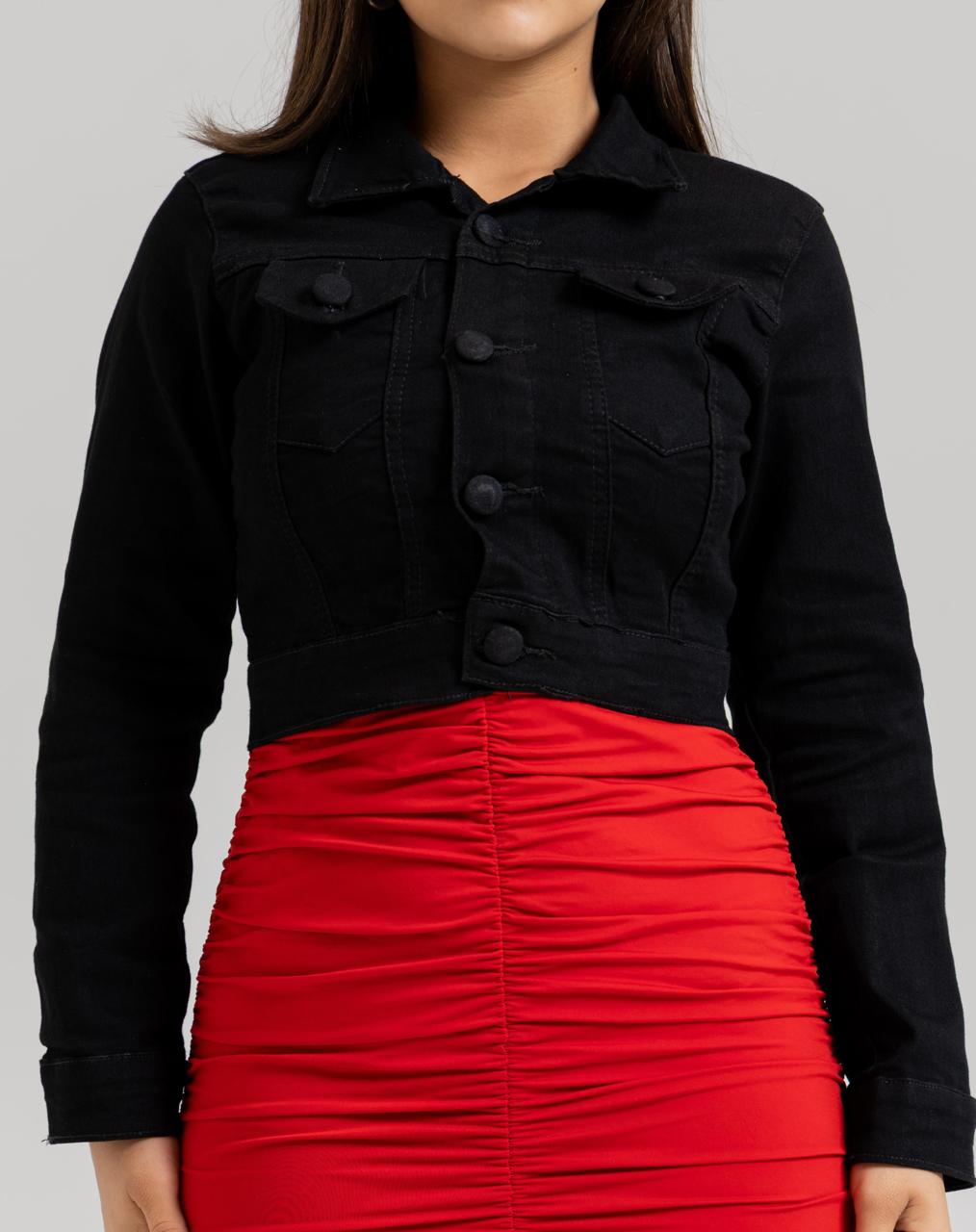 Jaqueta Jeans Cropped Preta | Helital Jeans