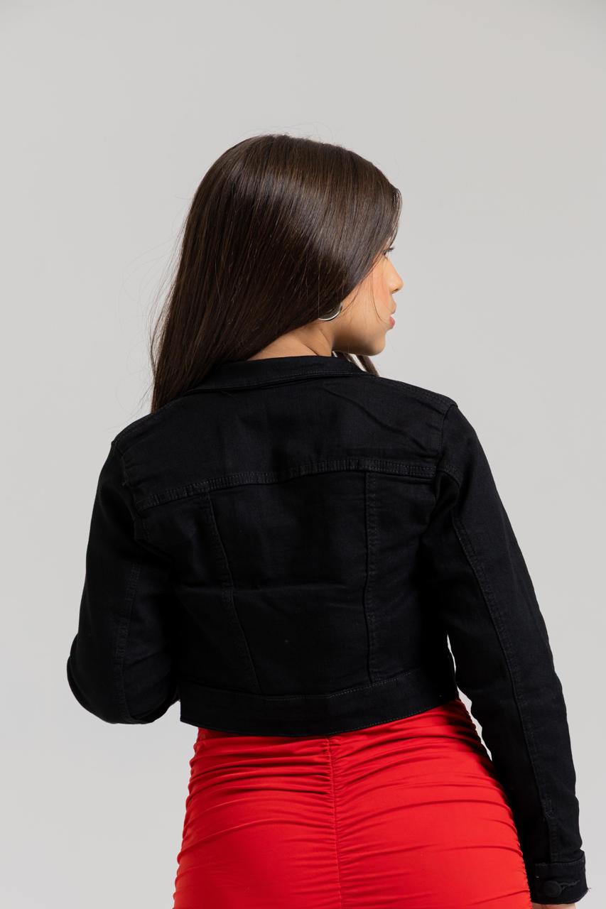 Jaqueta Jeans Cropped Preta | Helital Jeans