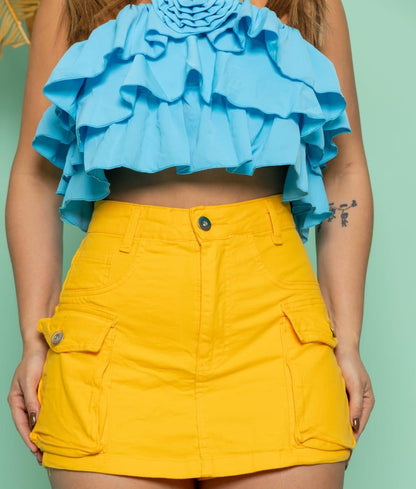 Short Saia Slim Amarelo | Helital Jeans