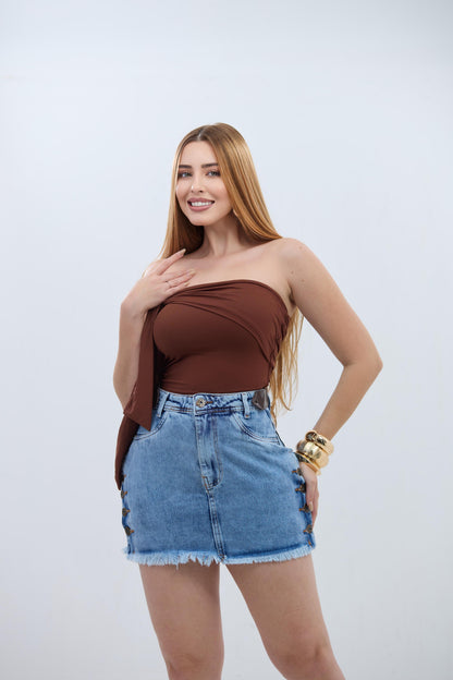 Saia Jeans Slim Barra Desfiada | Helital Jeans