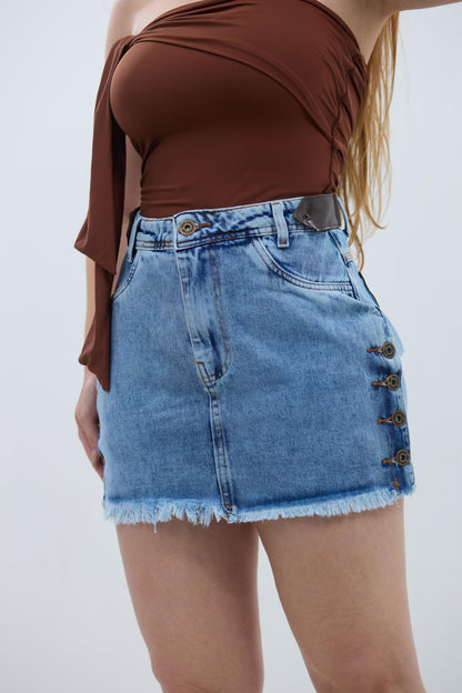 Saia Jeans Slim Barra Desfiada | Helital Jeans