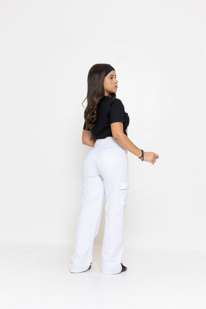 Calça Cargo Infantil Branca Algodão | Helital Jeans