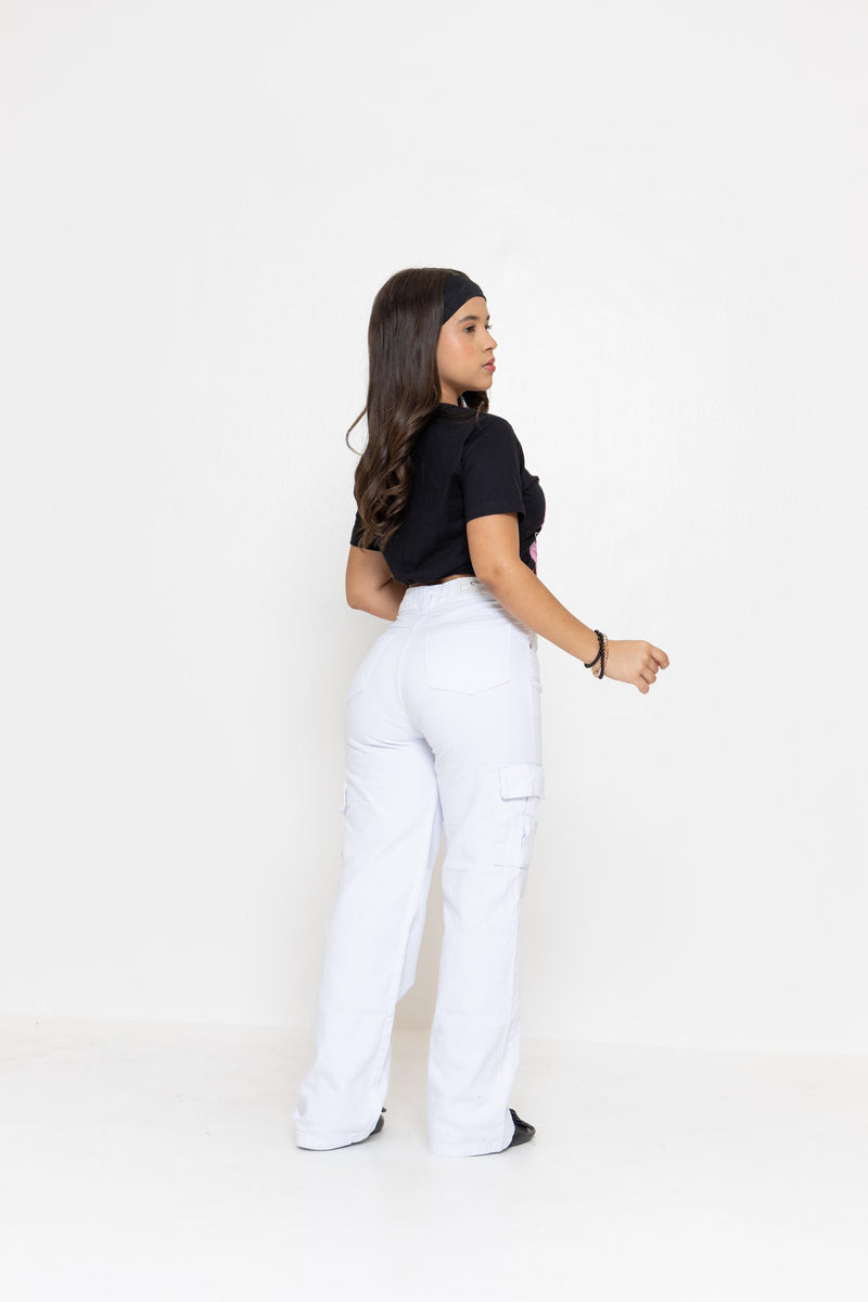 Calça Cargo Infantil Branca Algodão | Helital Jeans