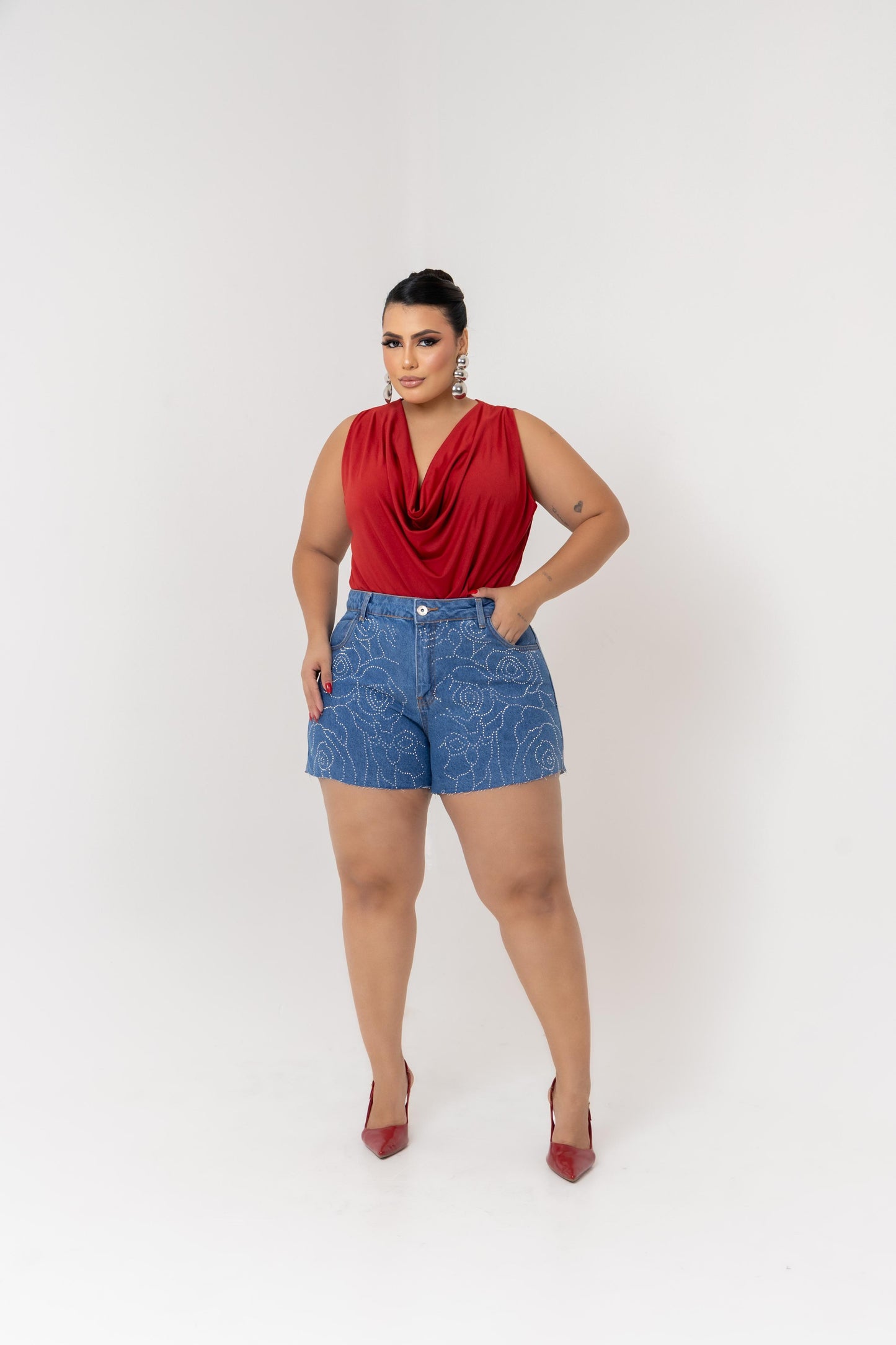 Short Jeans Plus Size Bordado | Helital Jeans