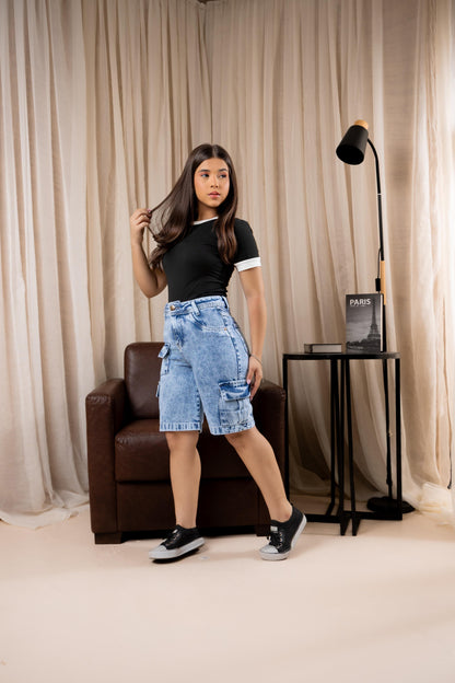 Short Pedal Jeans Infantil Cargo | Helital Jeans
