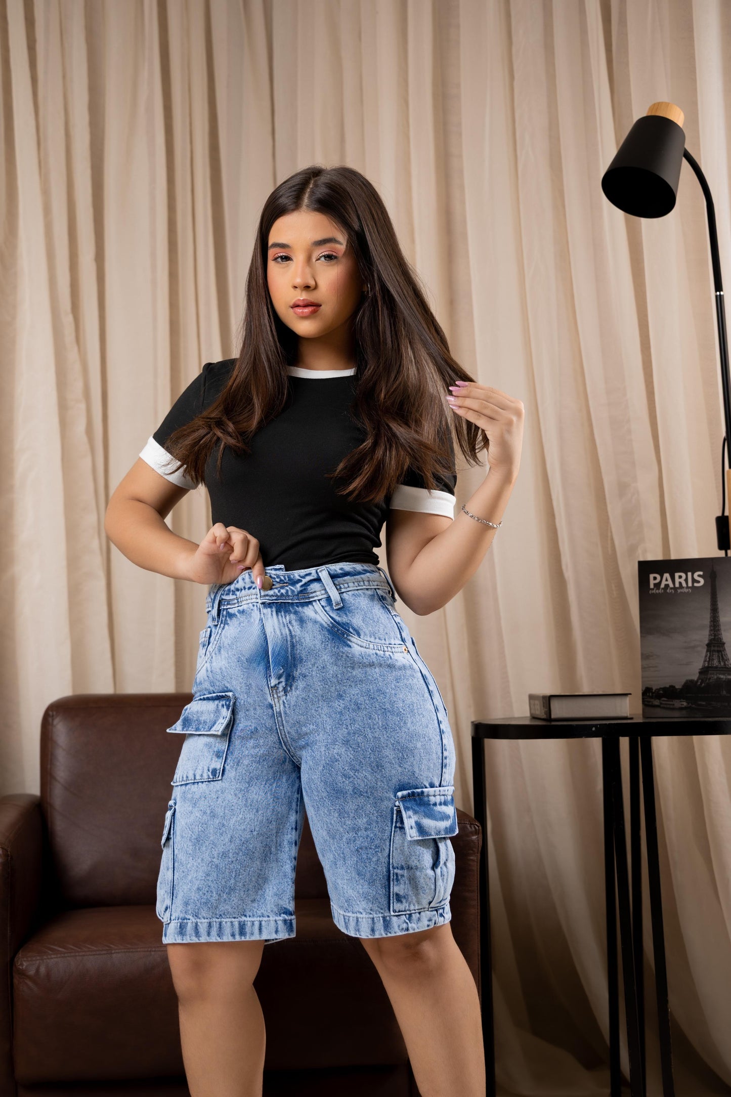 Short Pedal Jeans Infantil Cargo | Helital Jeans