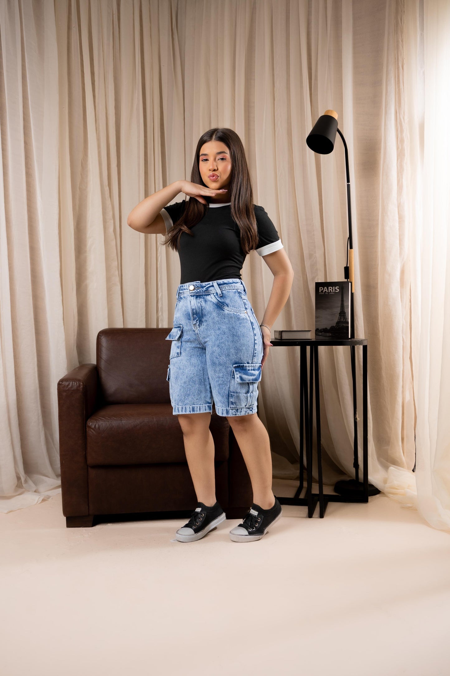 Short Pedal Jeans Infantil Cargo | Helital Jeans