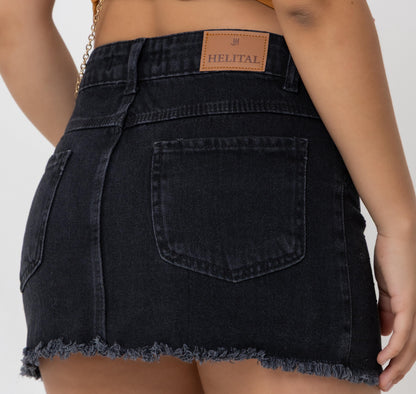 Saia Jeans Infantil Preta com Brilhos | Helital Jeans
