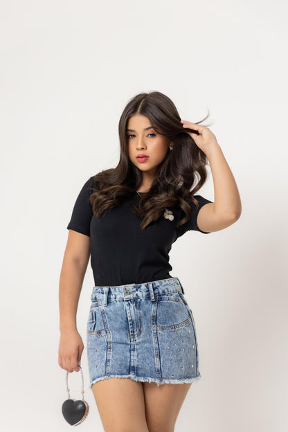 Saia Jeans Infantil Destroyed Azul | Helital Jeans