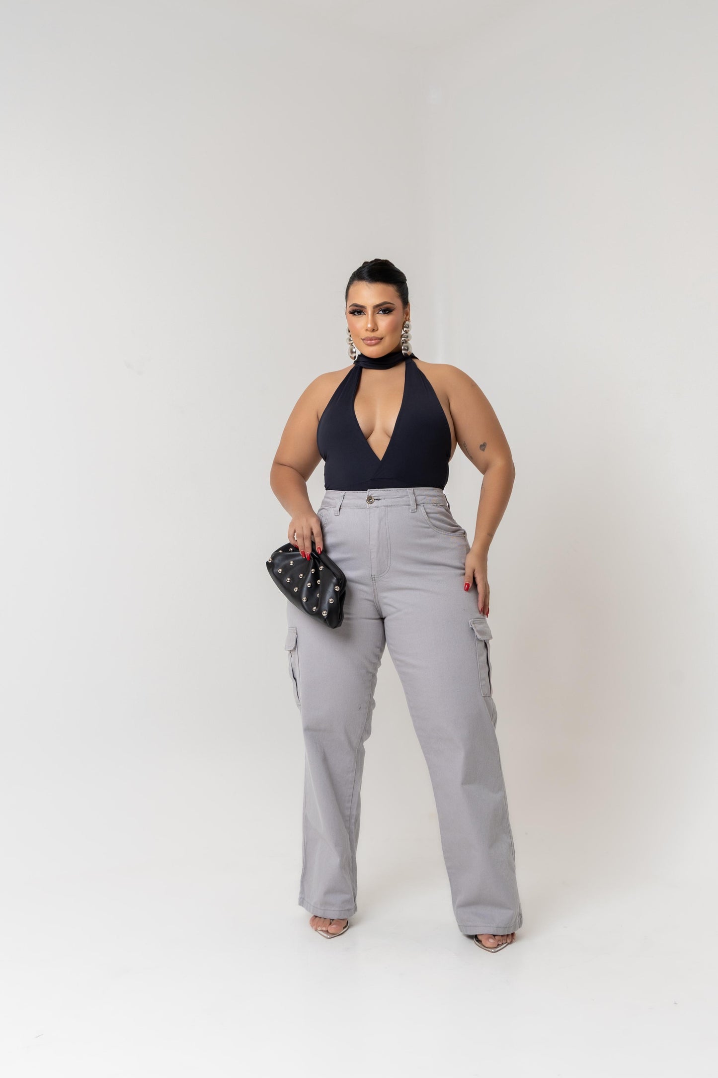 Calça Cargo Plus Size Cinza | Helital Jeans