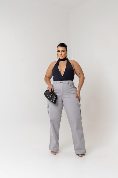 Calça Cargo Plus Size Cinza | Helital Jeans