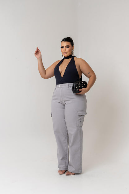 Calça Cargo Plus Size Cinza | Helital Jeans