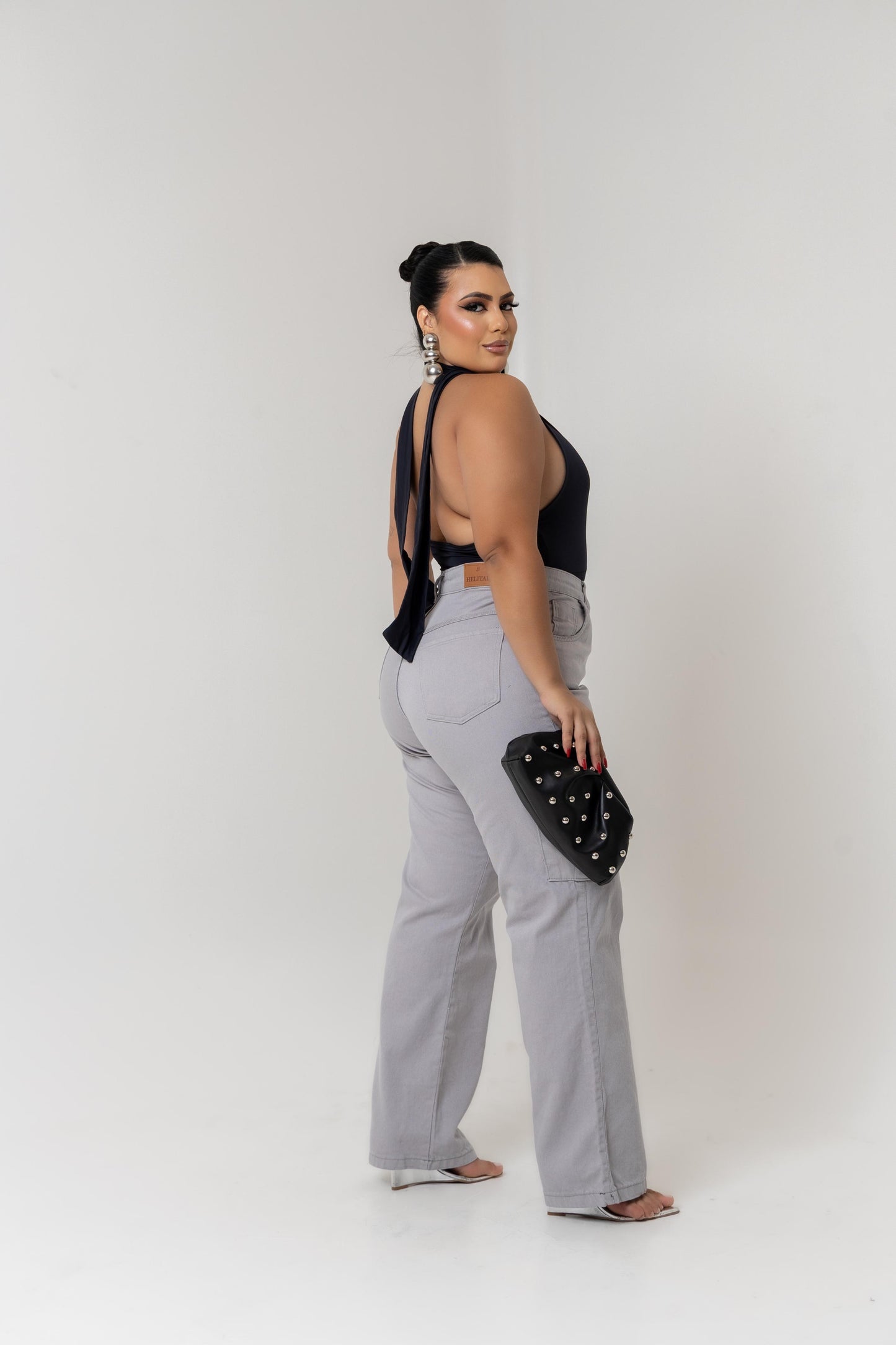Calça Cargo Plus Size Cinza | Helital Jeans