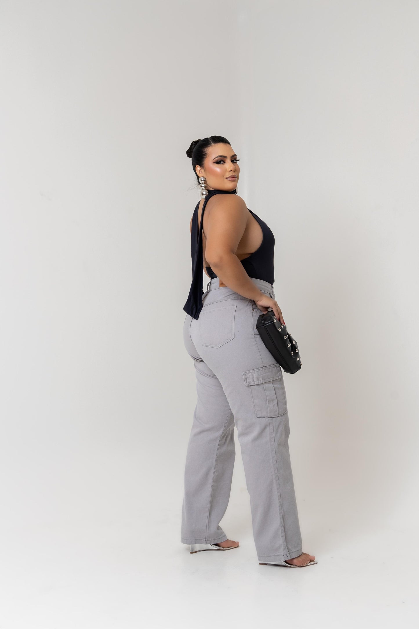 Calça Cargo Plus Size Cinza | Helital Jeans