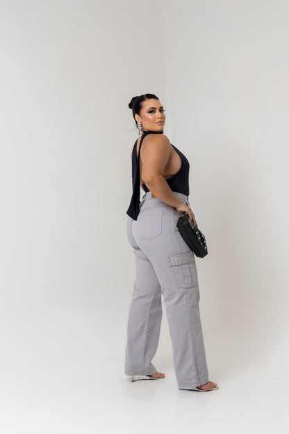 Calça Cargo Plus Size Cinza | Helital Jeans