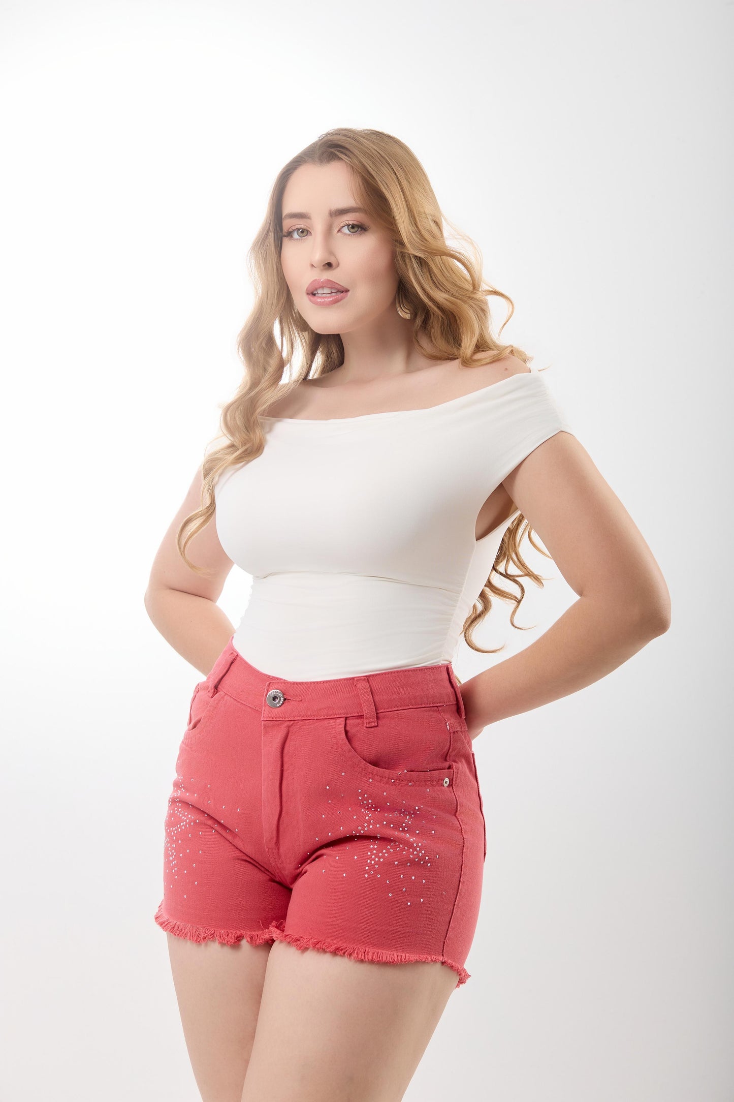 Short Slim Rosa Cintura Alta | Helital Jeans