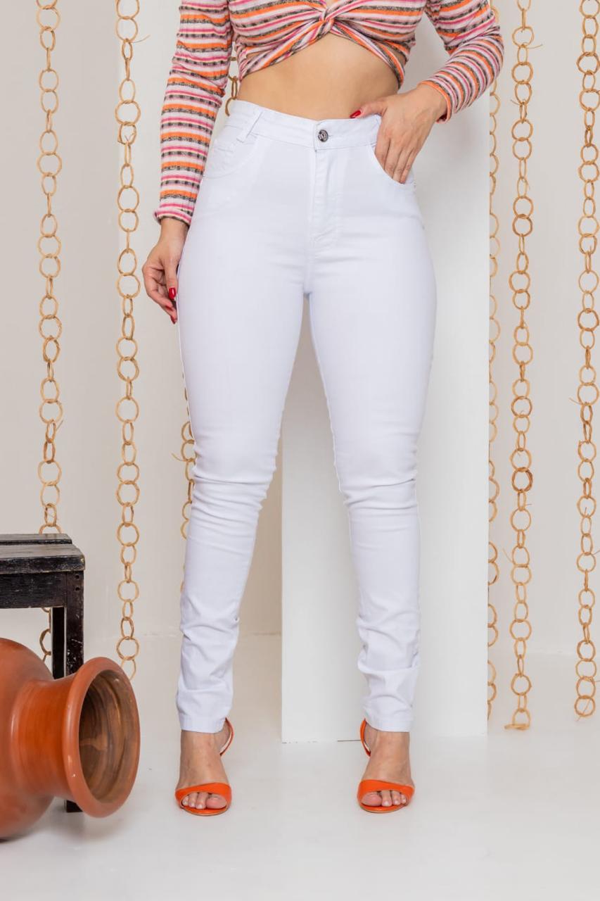 Calça Slim Branca Cintura Média | Helital Jeans