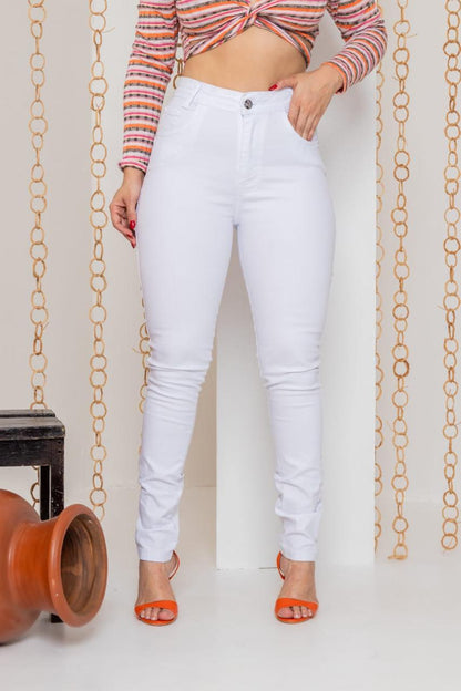 Calça Slim Branca Cintura Média | Helital Jeans